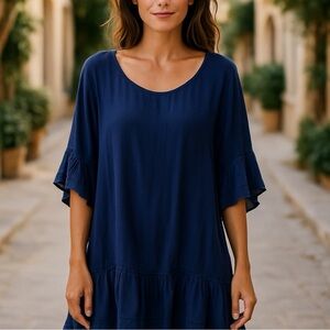 Woman Within Royal Blue Textured Top